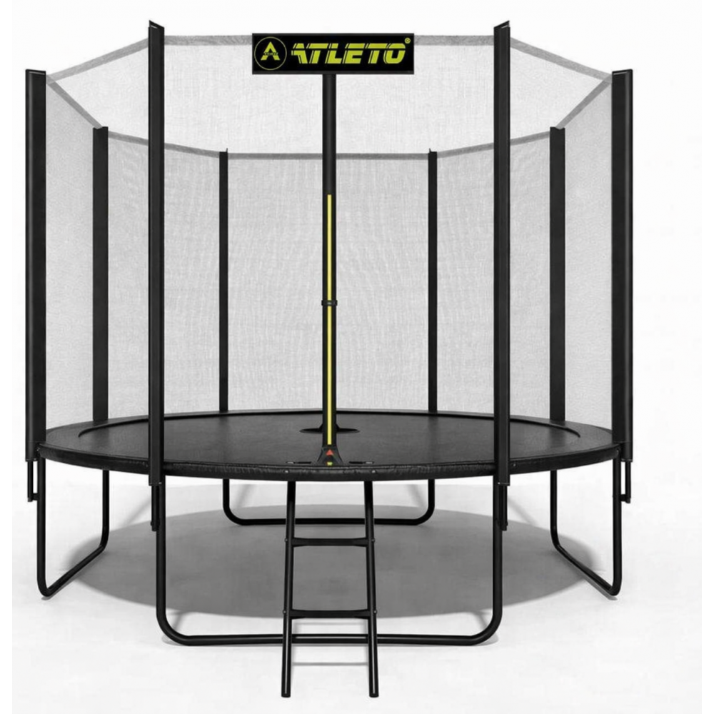 Батут с сеткой и стремянкой 374 см Atleto Black (42401178)