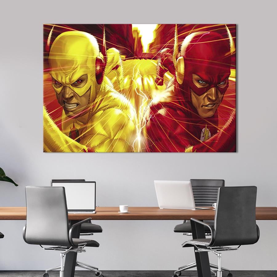Настенный декор картина на холсте для интерьера Флэш и Обратный Флэш 51x34 см (710-1)