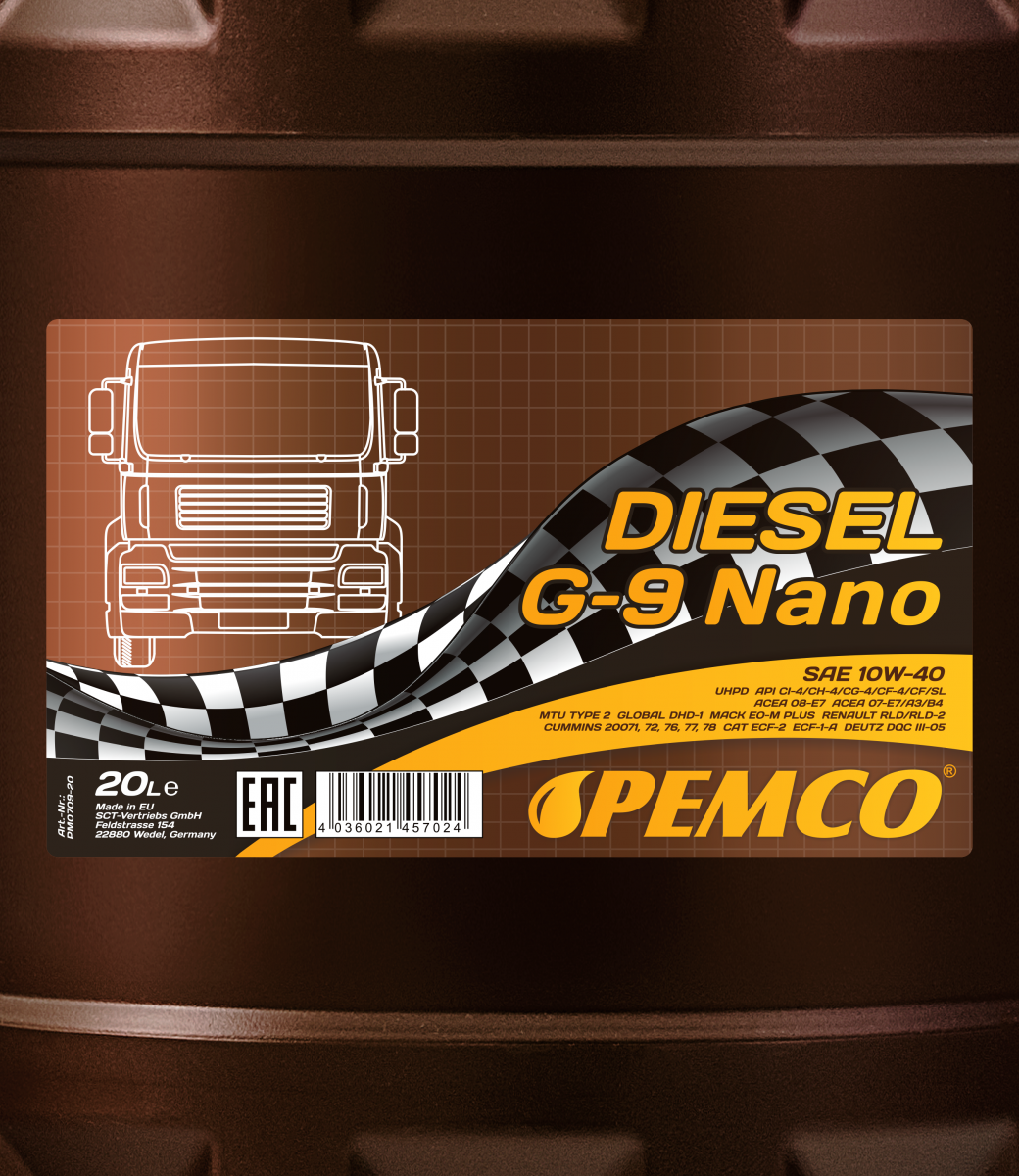 Моторна олія Pemco DIESEL G-9 UHPD 10W-40 NANO 20 л (PM0709-20) - фото 2