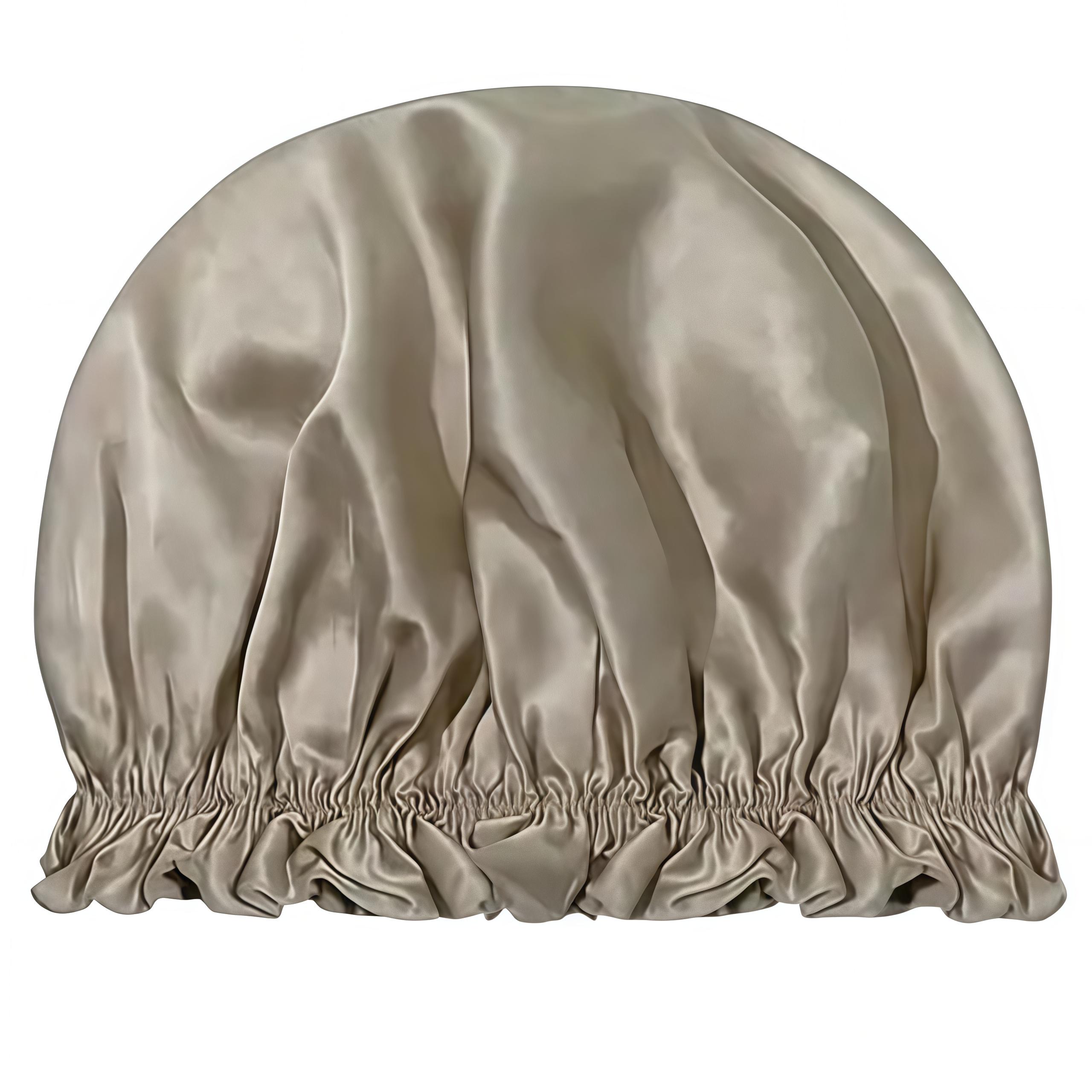 Шовкова шапочка для сну і душу з м'яким краєм 29х20 см Бежевий