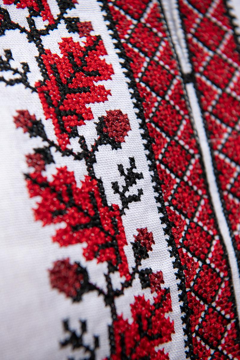 Вышиванка мужская из льна с красным узором с коротким рукавом 5XL Белый (2001961520) - фото 5