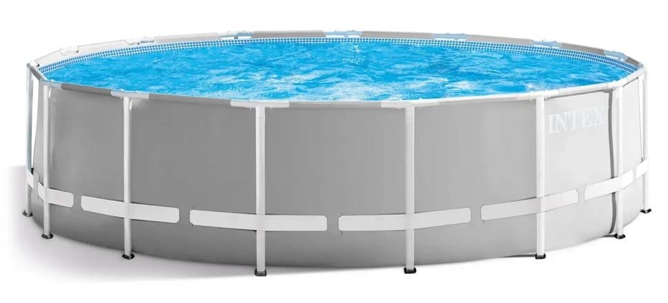 Бассейн Intex каркасный семейный 457х122 см 16805 л с фильтр-насосом 3785 л/ч стремянкой/тентом/подстилкой Светло-серый