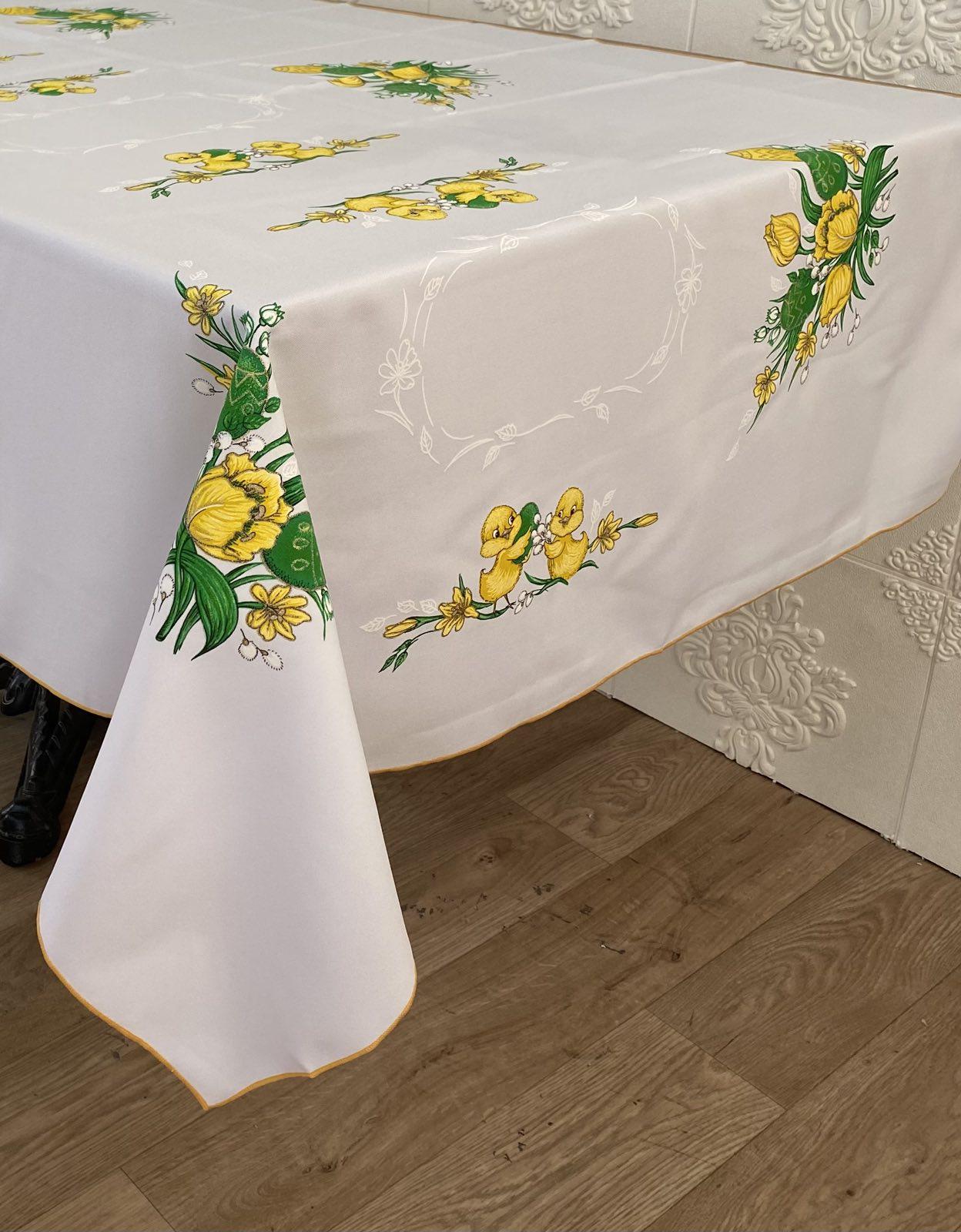 Скатерть пасхальная Print 110x150 Easter Flowers Yellow/White (CN14243)
