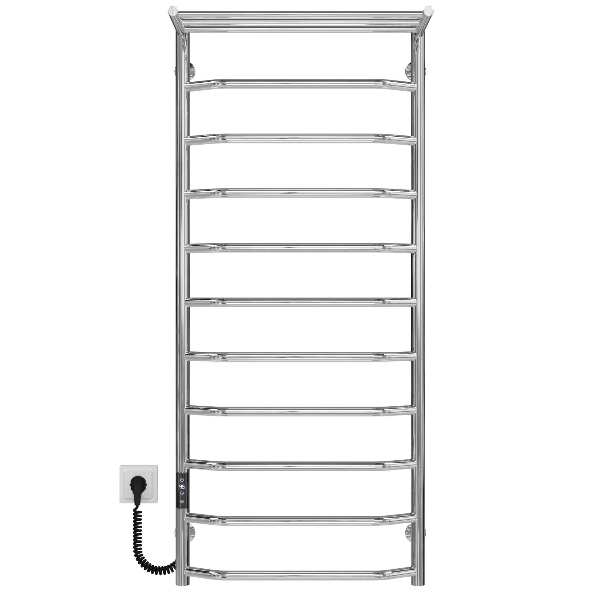 Полотенцесушитель электрический с полкой Deffi Трапеция П11 JD03 левое подключение нержавеющая сталь 500х1200 мм Хром (C.TP.120.50.11.E.C.L.1)