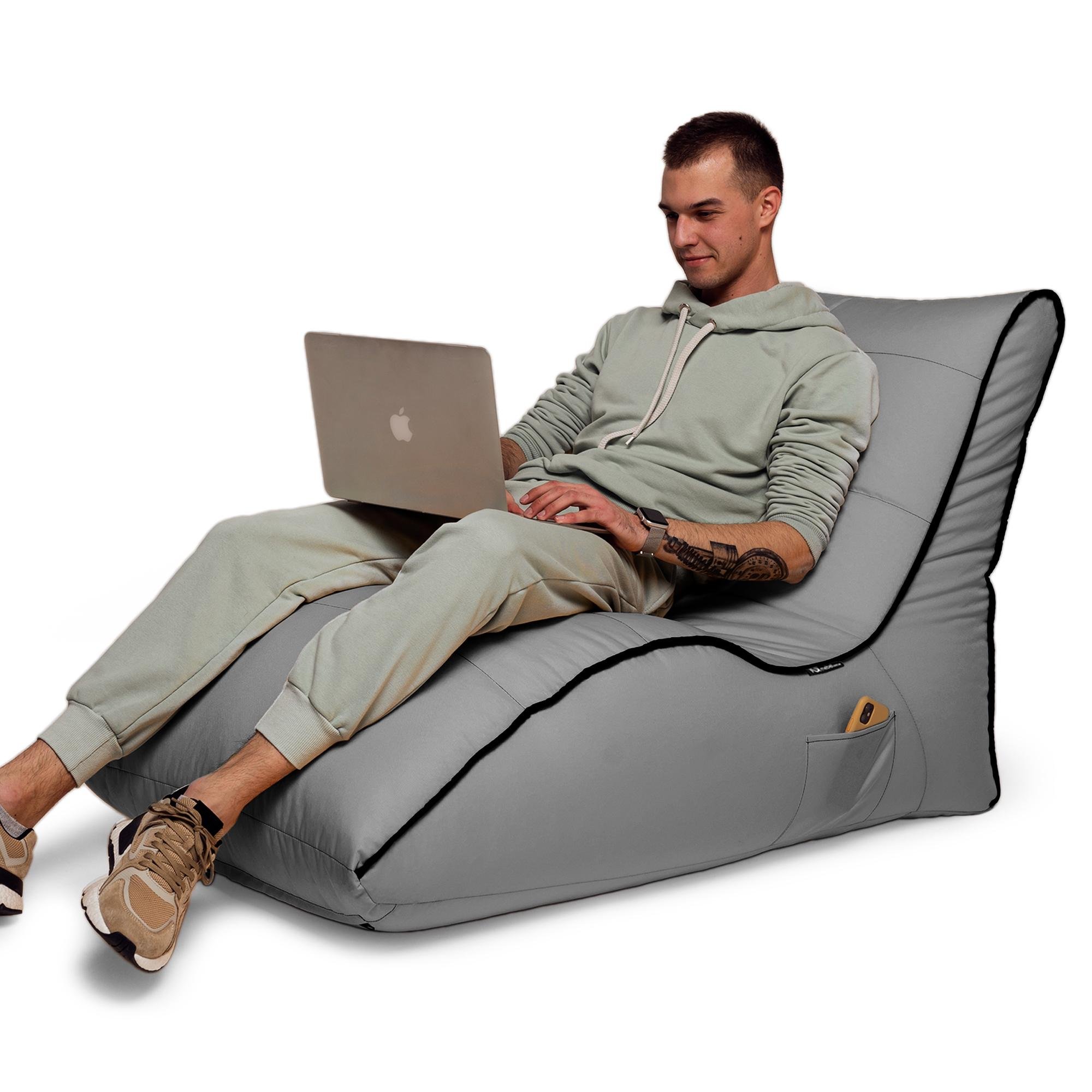 Кресло-мешок iQmebel Лежак 80х125 см оксфорд Серый - фото 5