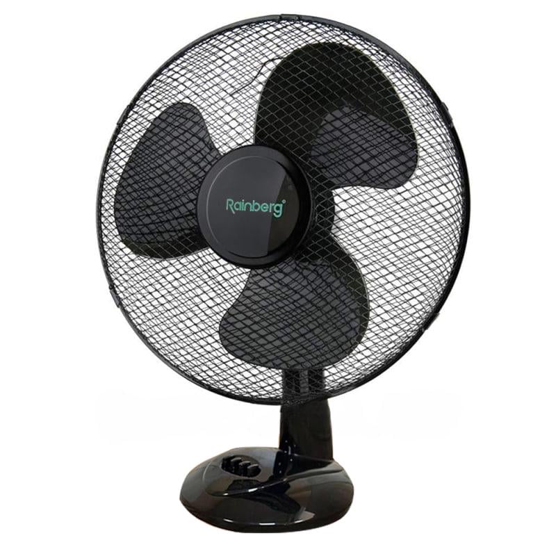 Вентилятор настільний Rainberg RB-9307 з регулюванням нахилу та оберту 80 Вт Чорний (09004)
