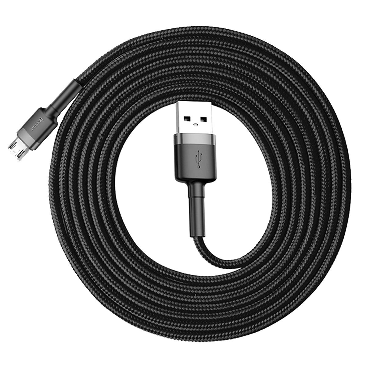 Кабель Baseus Cafule microUSB 1.5 A 2 м Чорний/Сірий (CAMKLF-CG1)