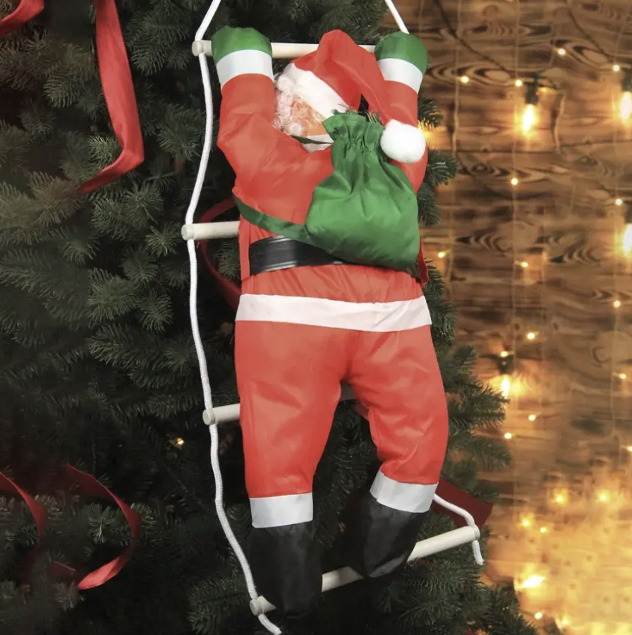 Новогодний декор фигурка Санта Клаус 65 см поднимается по лестнице 100 см для дома на елку (Е500202)