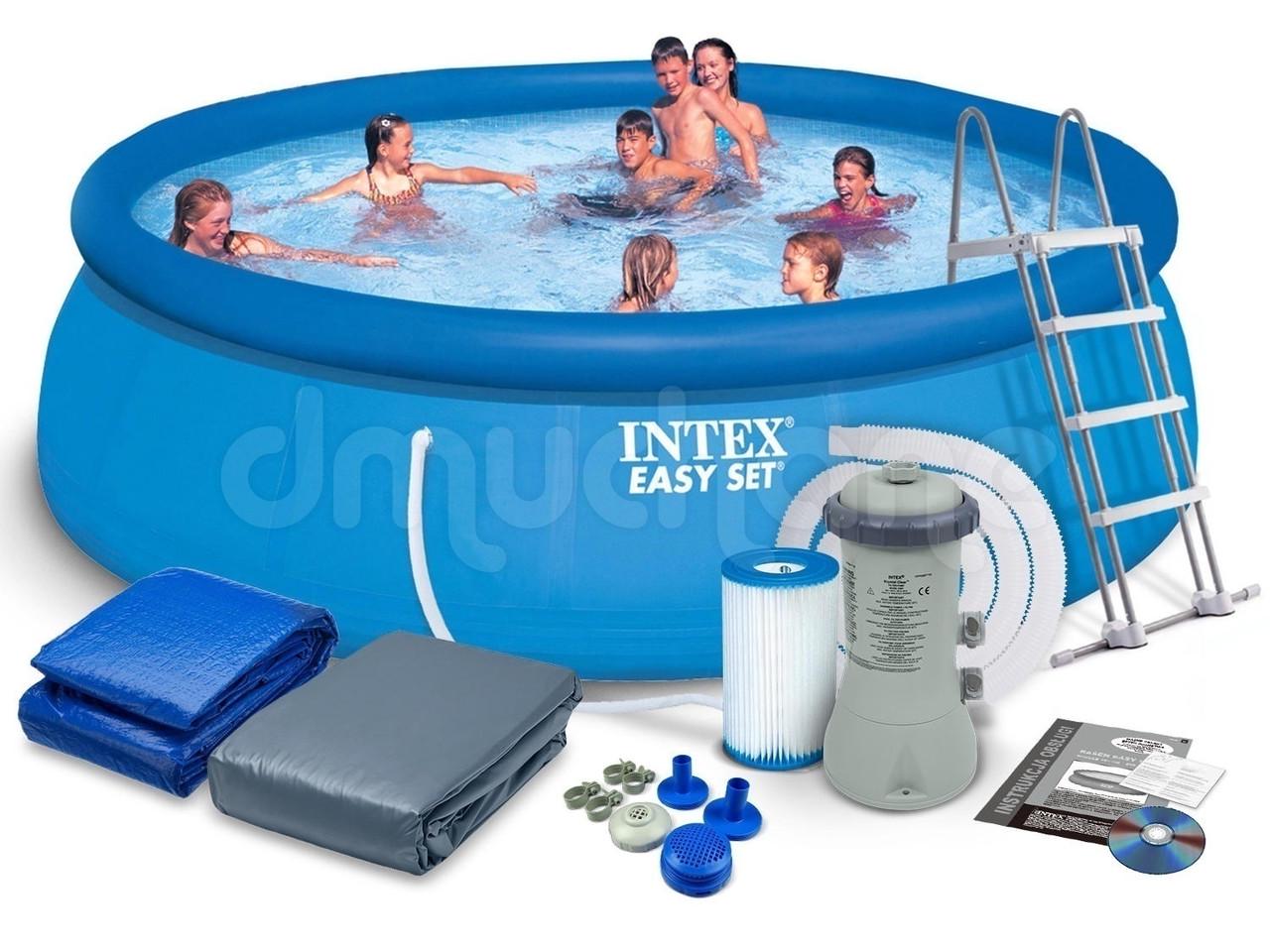 Бассейн надувной с фильтрующим насосом и лестницей 457х107 см (28443423) - фото 8 Бассейн надувной с фильтрующим насосом и лестницей 457х107 см (28443423) - фото 8