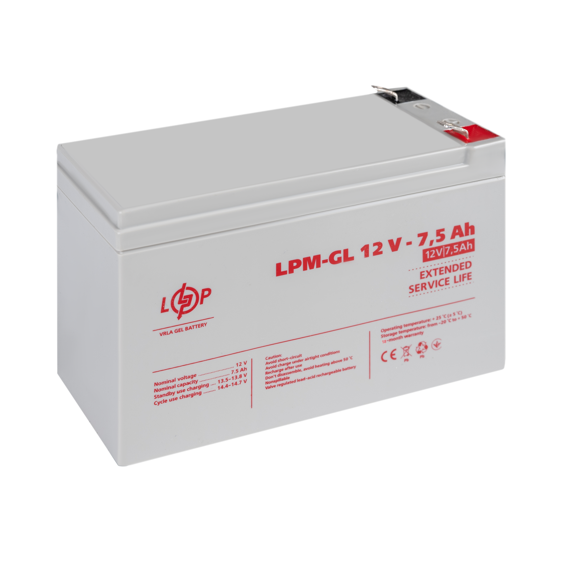 Аккумулятор гелевый LPM-GL 12V-7,5 Ah - фото 3 Аккумулятор гелевый LPM-GL 12V-7,5 Ah - фото 3