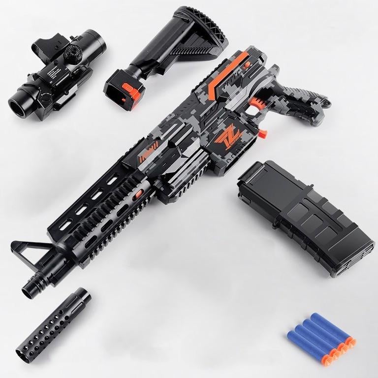 Игрушечный автомат NERF на мягких шарах аккумуляторный 102 см Зеленый (AK105) - фото 6