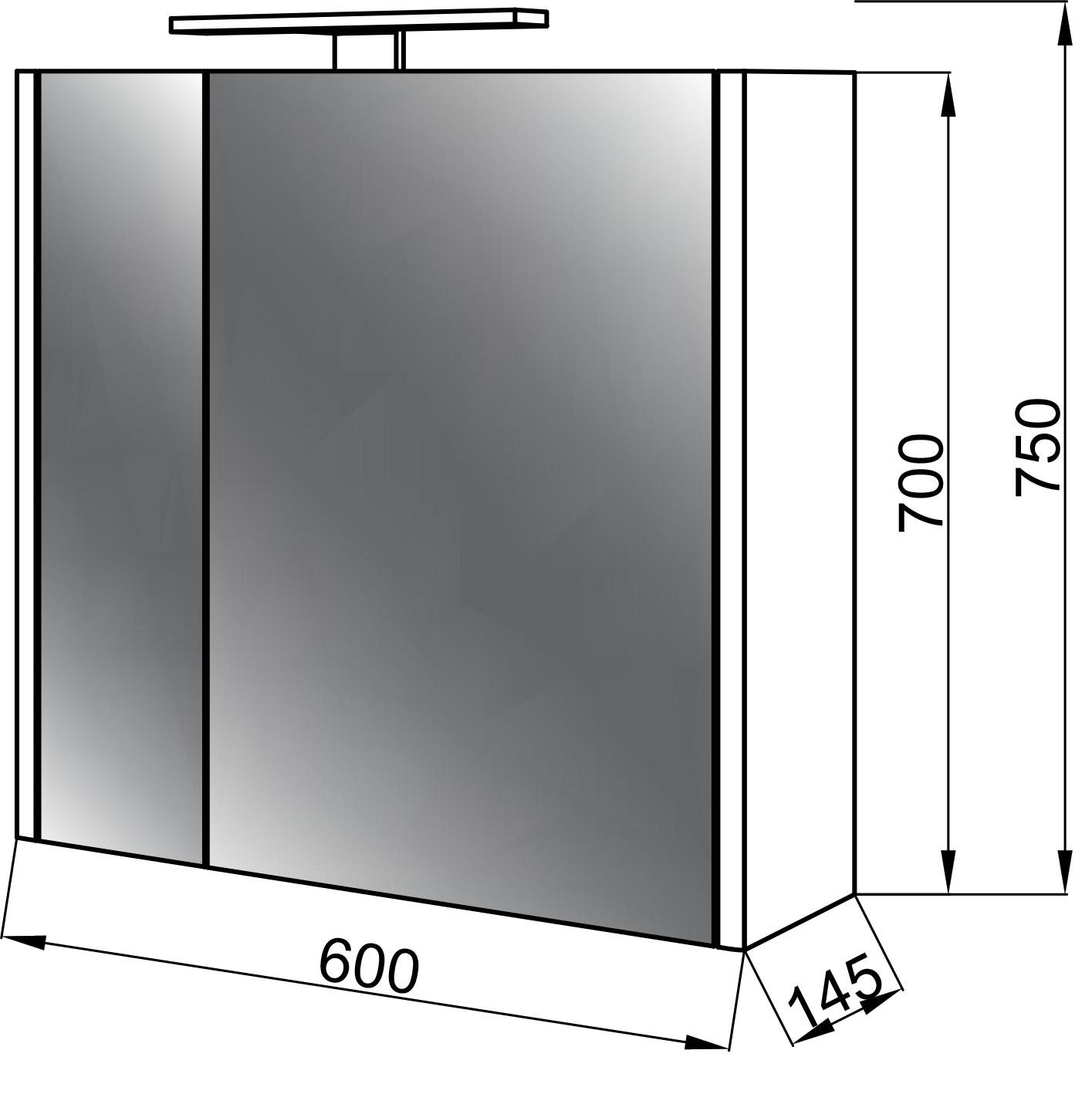 Шафа дзеркальна ЮВВІС Ельба Z з світильником в ванну кімнату 60 см (18048654) - фото 3 Шафа дзеркальна ЮВВІС Ельба Z з світильником в ванну кімнату 60 см (18048654) - фото 3
