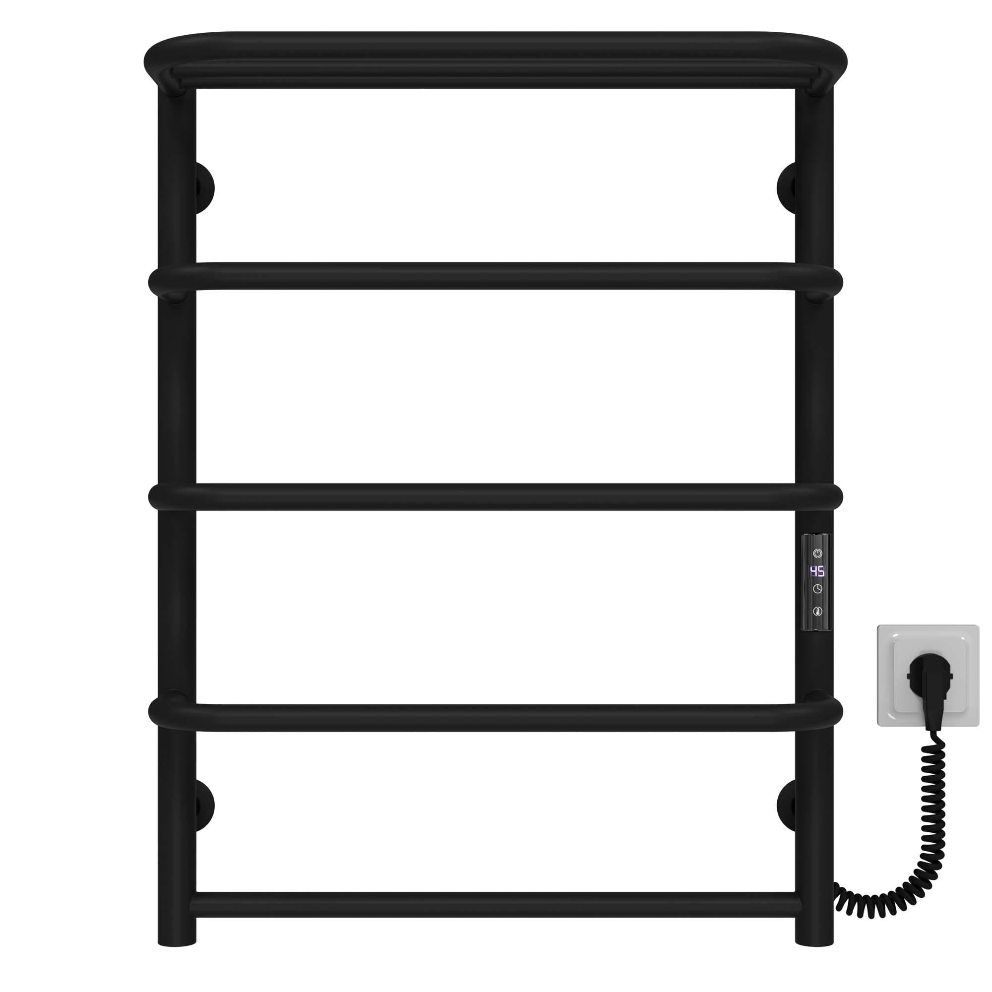 Полотенцесушитель электрический Deffi Стандарт с полкой П5 JD03 нержавеющая сталь 500х700 мм Черный Хром (C.SP.70.50.5.EBR1)