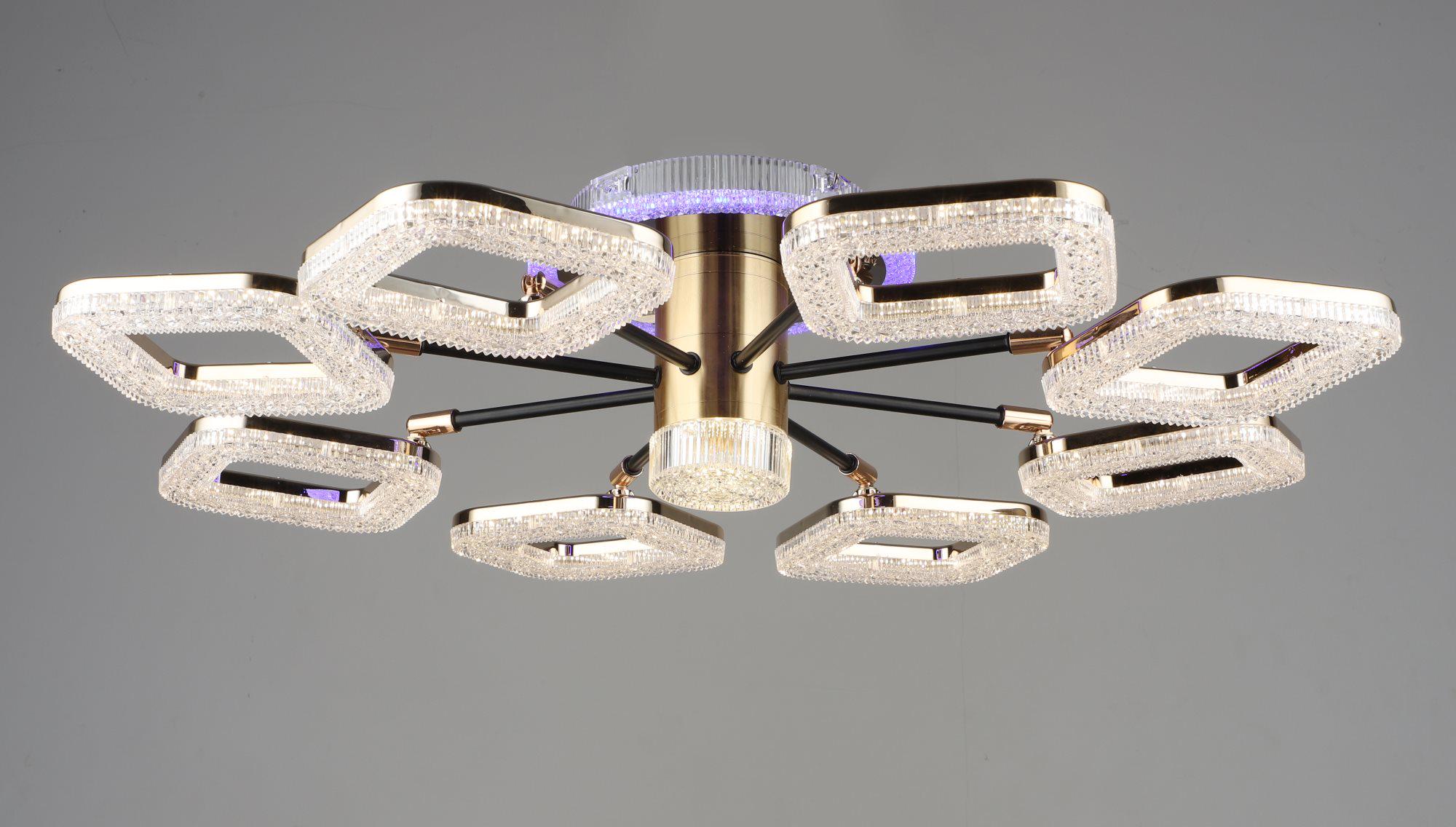 Люстра світлодіодна акрилова Sirius B YH1003/8 BK/GD 80W