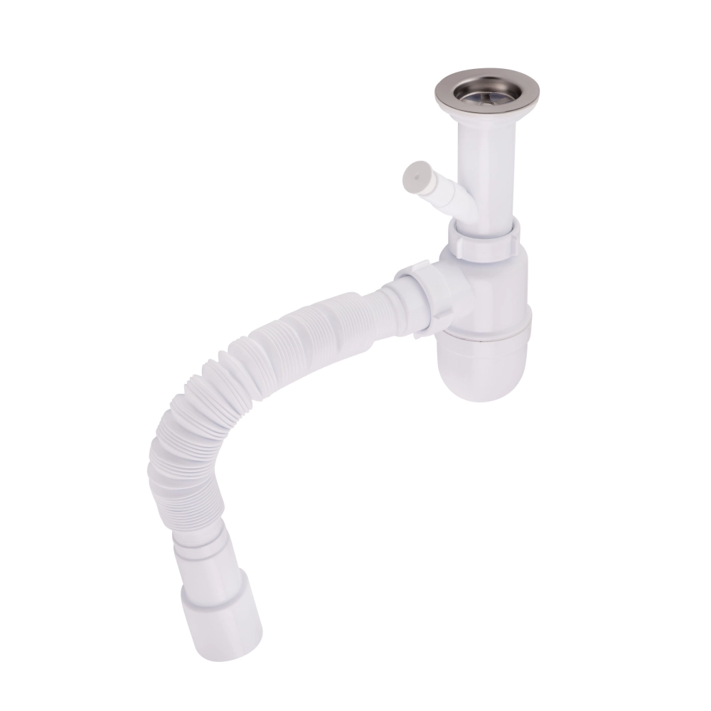 Сифон для умивальника Lidz LU03 випуск 70 мм без гайки колбовий з додатковим відведенням 40/50 мм (42762)