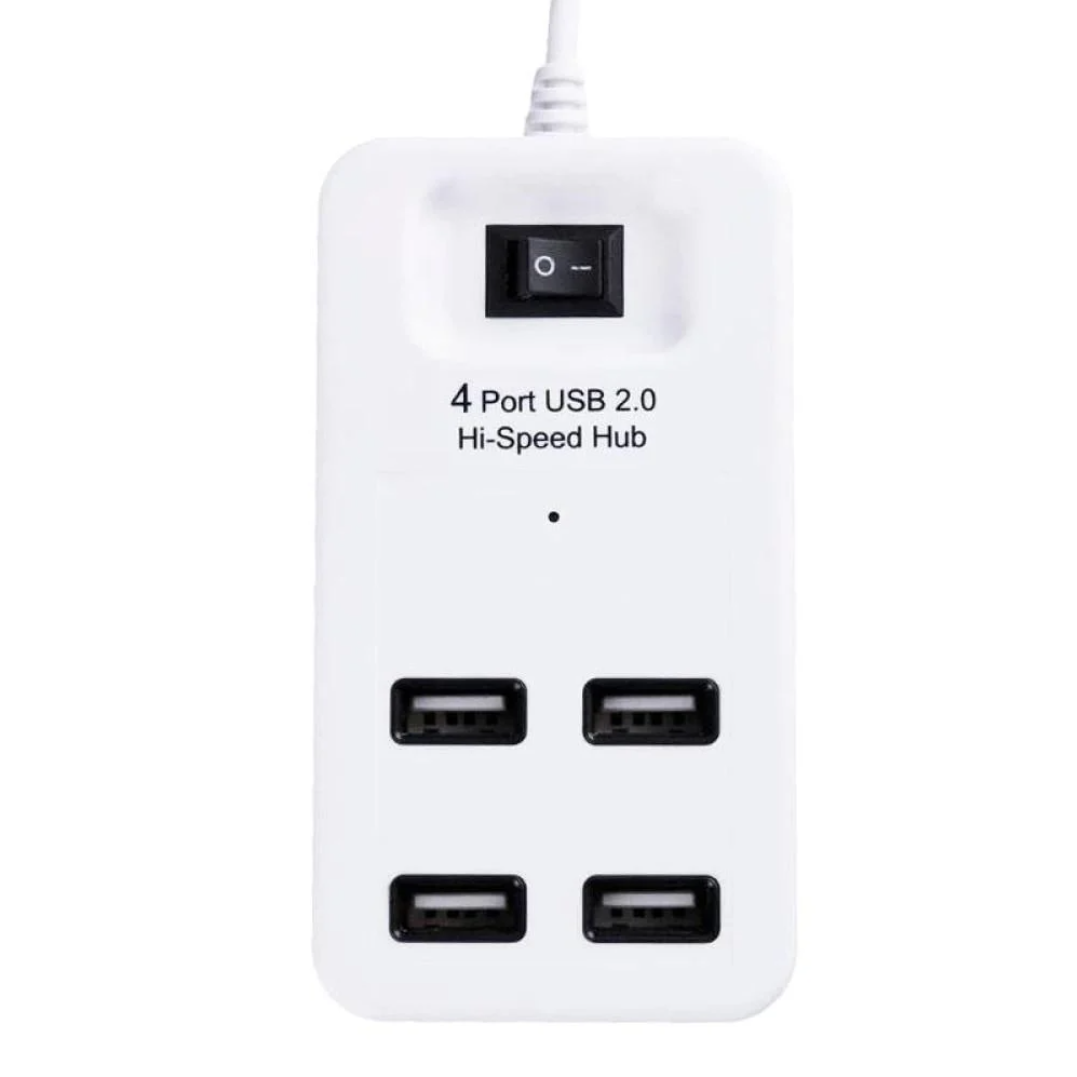 Концентратор USB HUB P-1601 4 порти USB 2.0 з вимикачем Білий (23059151)