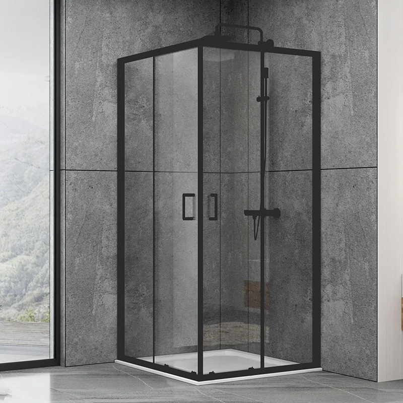 Душевая кабина Dusel EF-184B двери раздвижные/прозрачное стекло 90х90 Black Matt (518491)