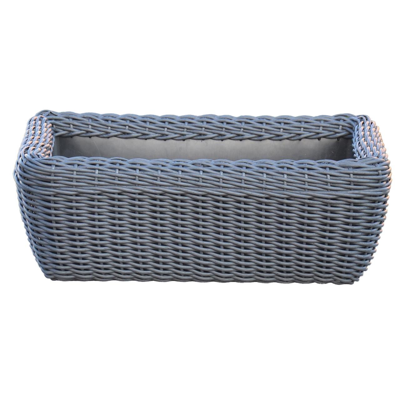 Кашпо прямокутне для рослин та квітів з штучного ротангу/ручної роботи 45 л Графітовий (12354572) - фото 1