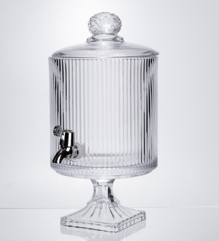 Лимонадница с краном стеклянная на ножке 4,5 л Прозрачный - фото 2