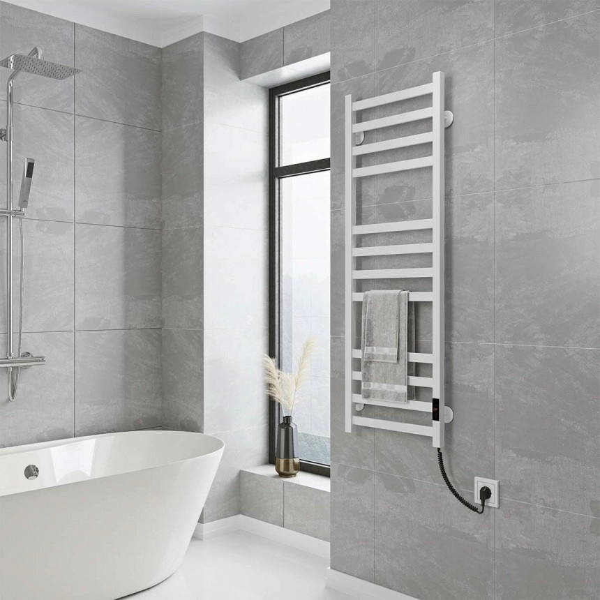 Полотенцесушитель Deffi Magnus П12 электрический Е правое подключение 400х1200 см Белый