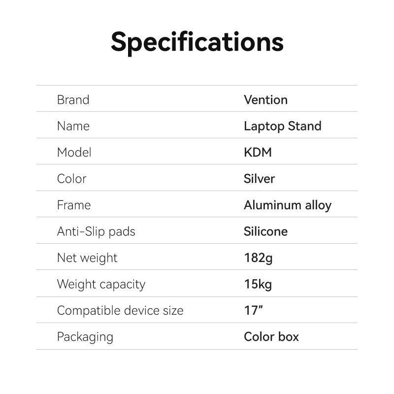 Підставка Vention для ноутбуку металева складана Сріблястий (KDMI0) - фото 10 Підставка Vention для ноутбуку металева складана Сріблястий (KDMI0) - фото 10