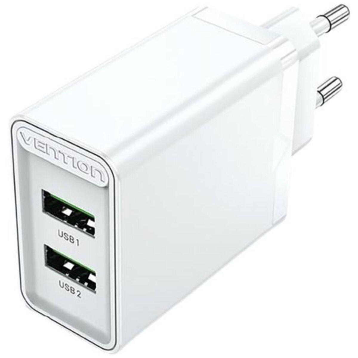 Зарядний пристрій мережевий Vention Two-Port USBA/A Wall Charger 18 W 18 W EU-Plug White (588722) - фото 2