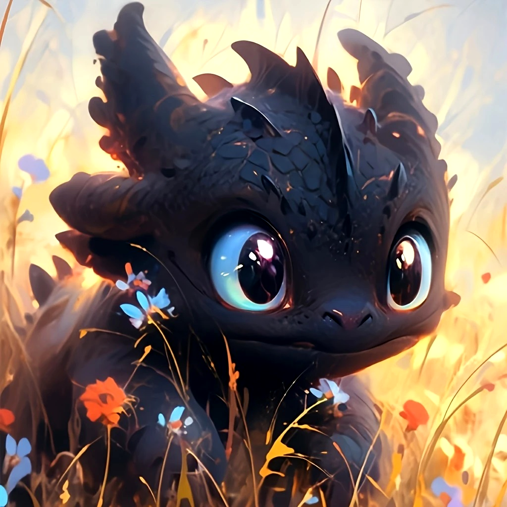 Алмазная мозаика Черный дракончик. Фурия 30х30 см (28915459)