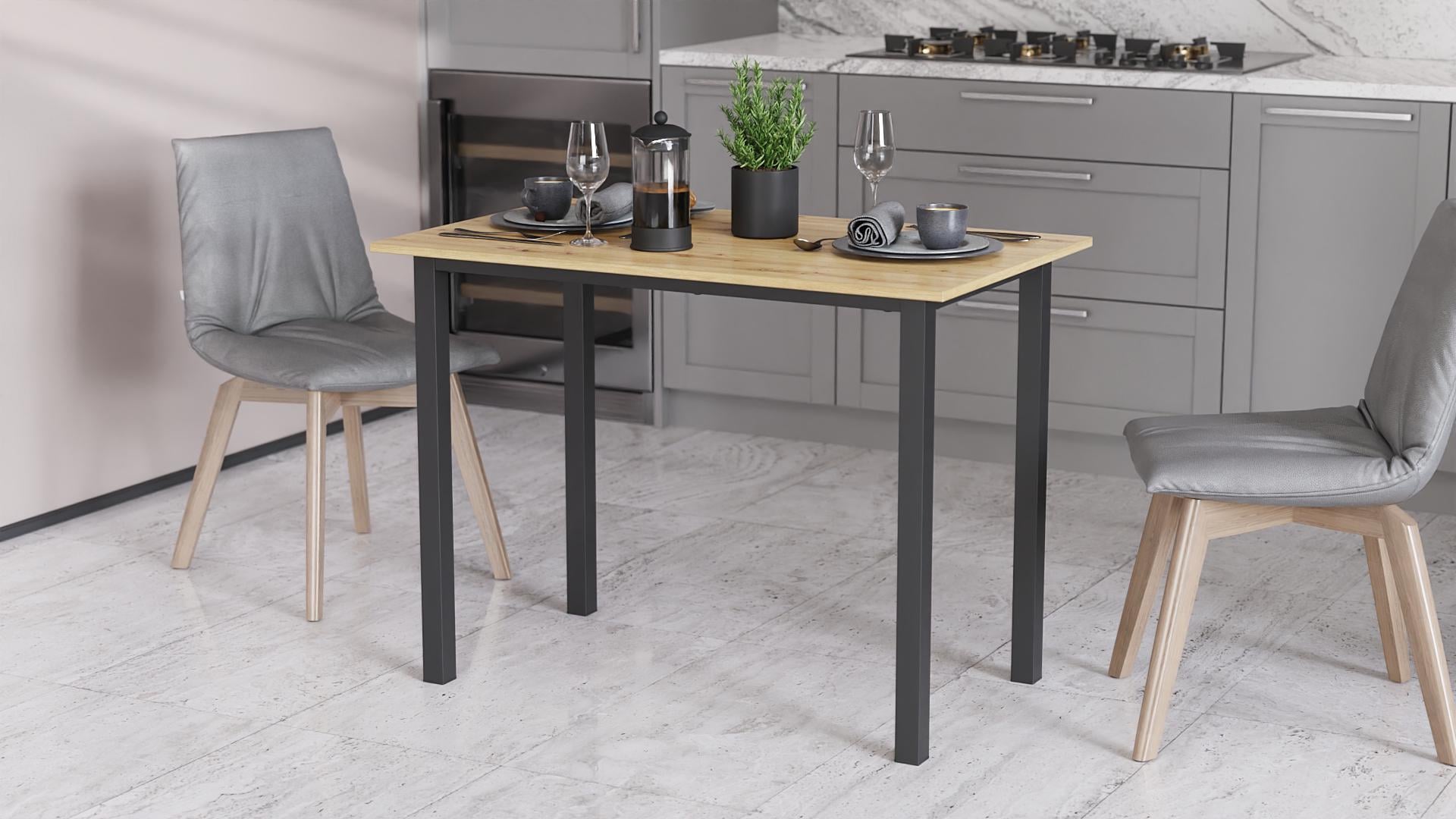 Стіл універсальний Ferrum-decor Knap метал/ДСП 16 мм 750x1200x700 мм Чорний/Дуб Артізан (FRD-106375)