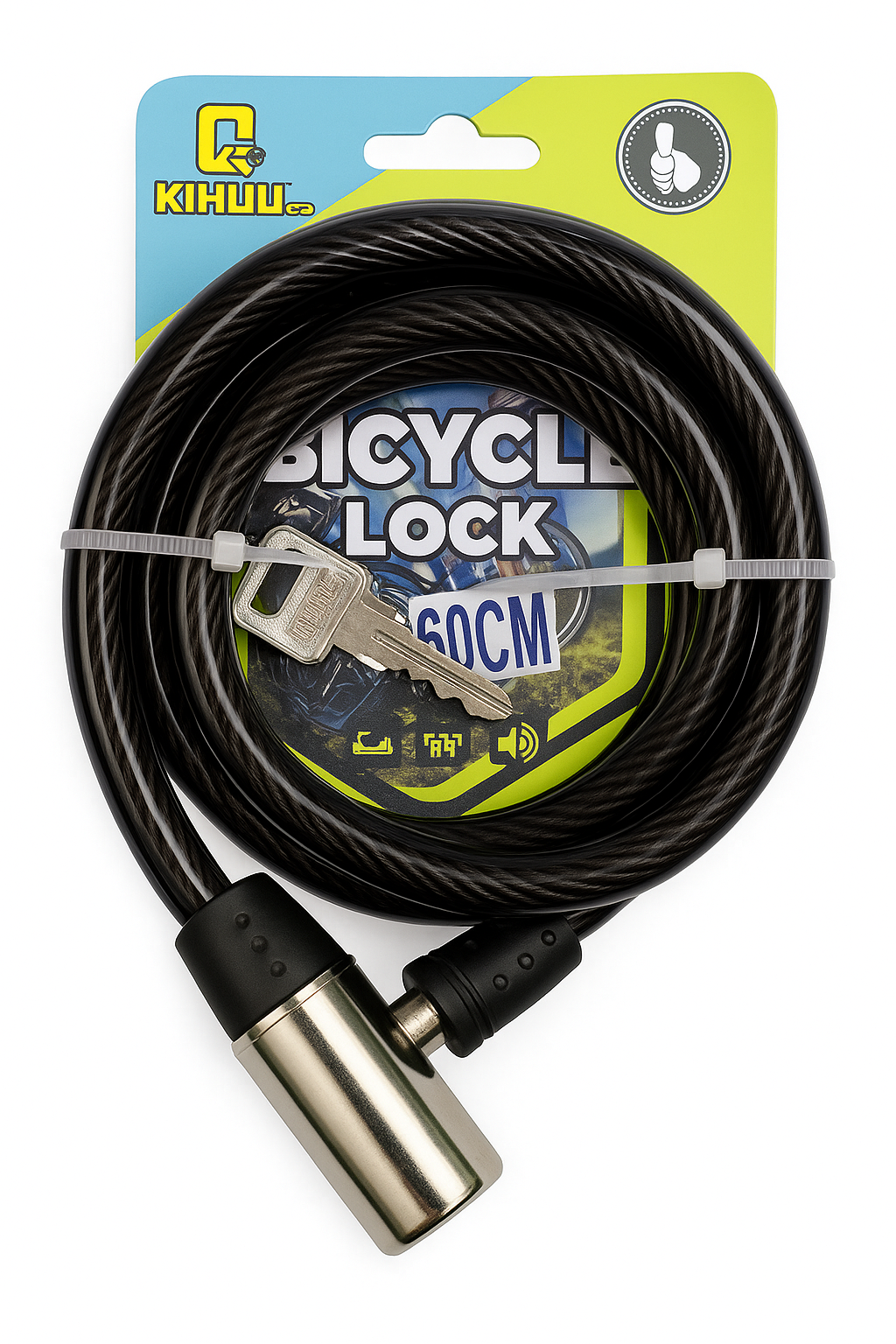 Велозамок тросовий KIHUU LOCK 185 1,5x150 см Чорний (LOCK-185-1,5x150)