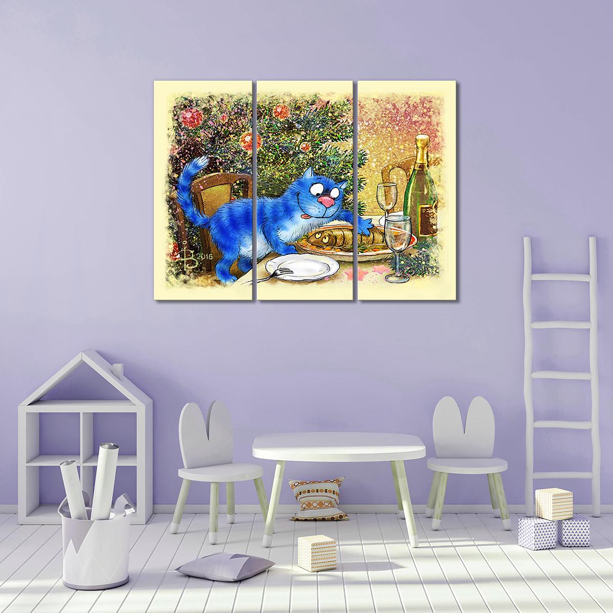 Модульная картина Заливная рыба 3 модуля 80x120 см