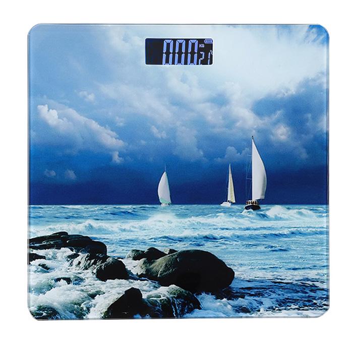 Ваги електронні підлогові 17BT скляна платформа Синій