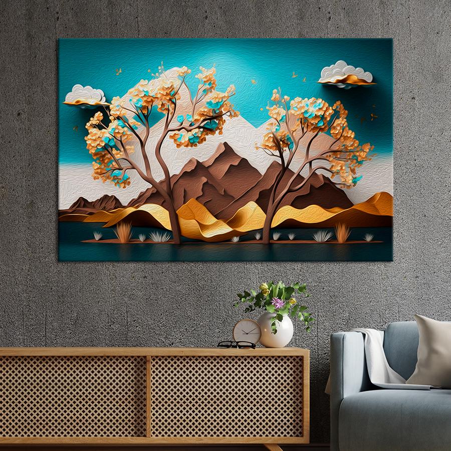 Картина на холсте Горы и деревья 80x54 см (V503-1_L)