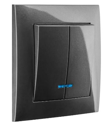 Вимикач подвійний з LED підсвіткою VS10-301 Графіт