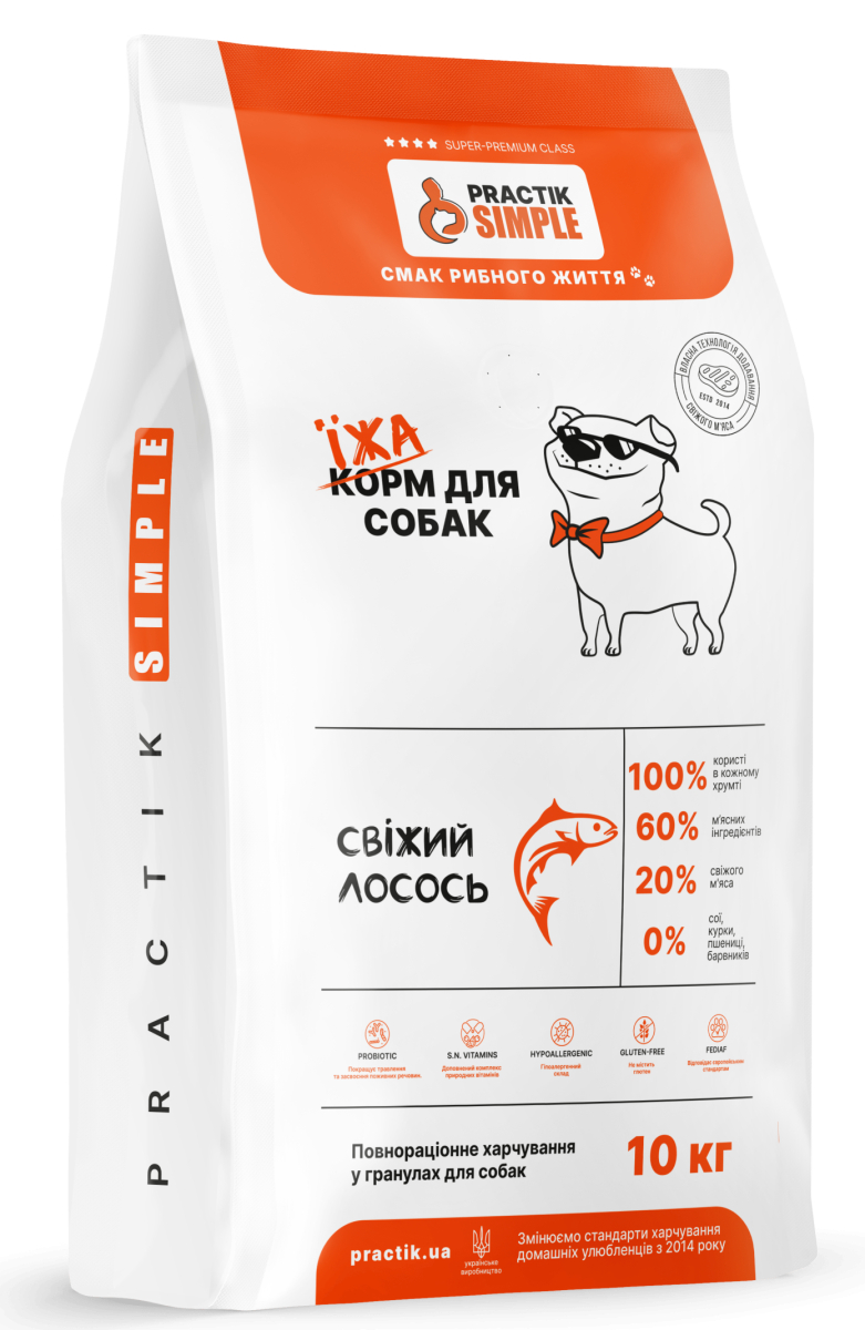Корм для собак Practik Simple Суперпреміум з Свіжим Лососем 15 кг (15DSS867) - фото 1