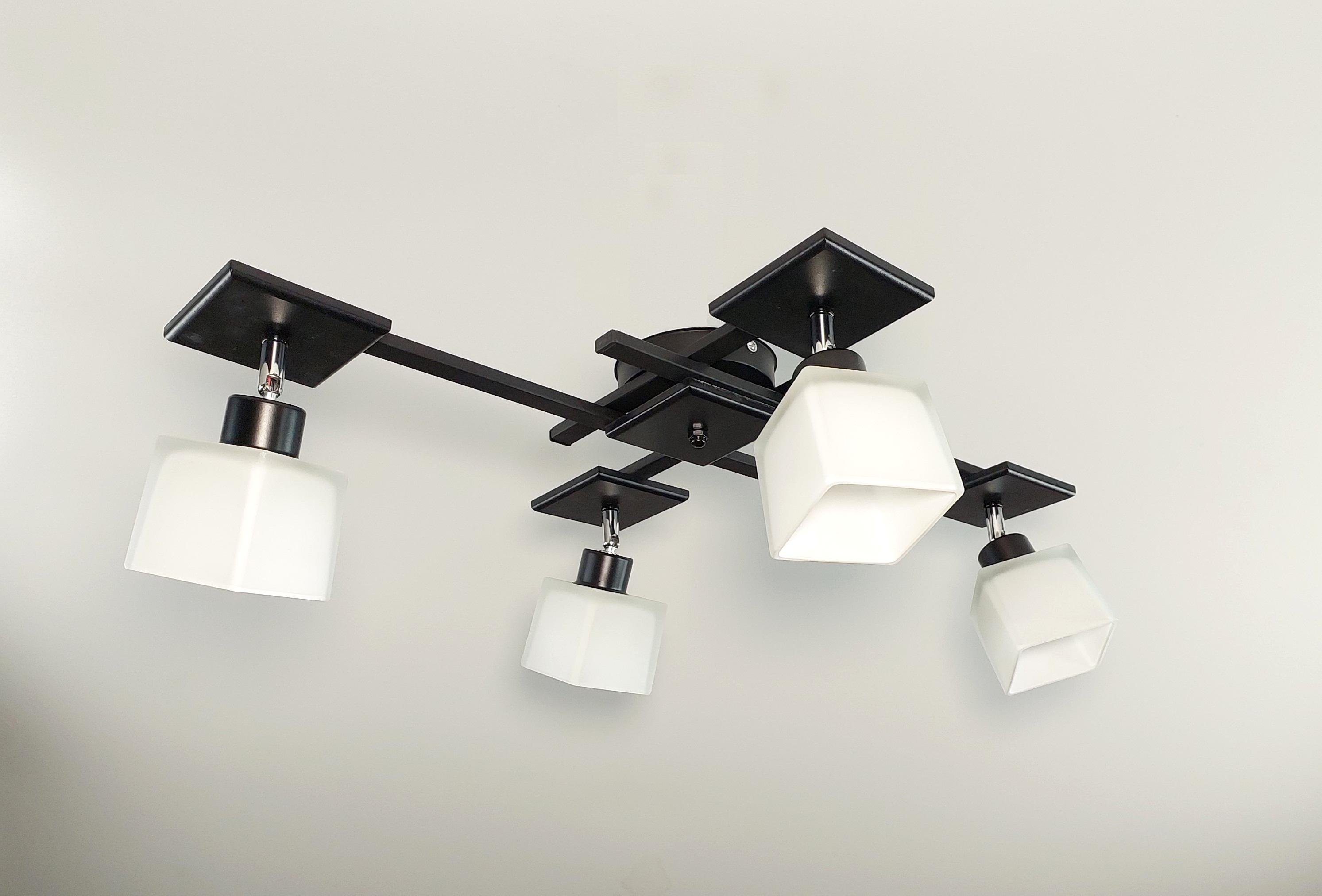 Люстра потолочная Оскар/2+2 на 4 поворотных плафона Черный