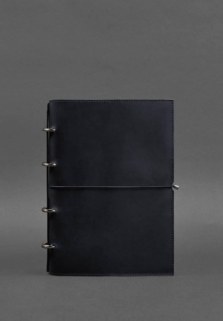 Блокнот кожаный А4 на кольцах Софт-бук 9.0 в мягкой обложке Crazy Horse Синий (A-027502)