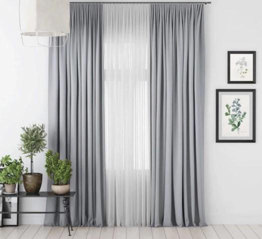 Шторы в гостиную блекаут 2х2,7 м 2 шт. Светло-серый (7014ш)