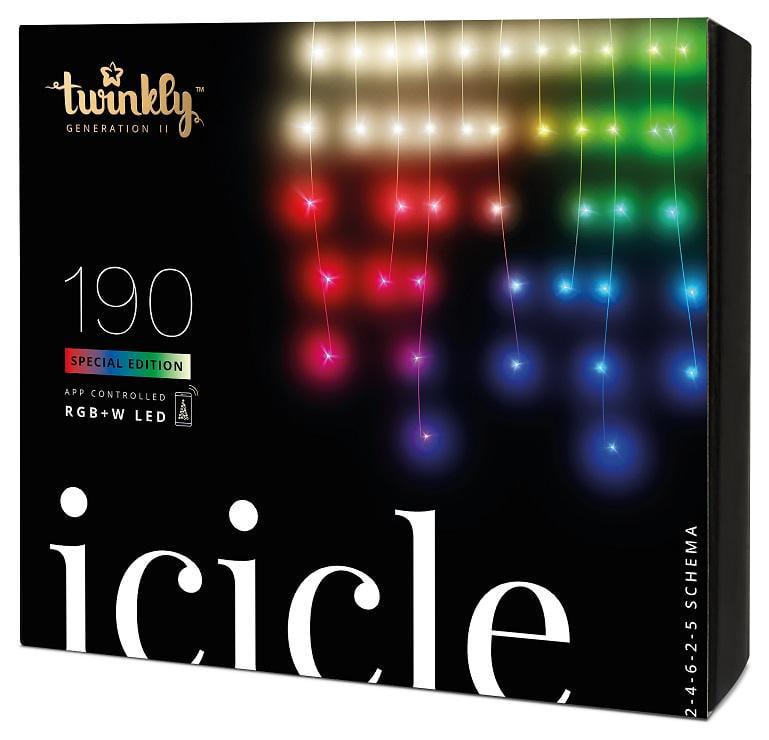 Гирлянда светодиодная Twinkly Icicle RGBW Smart 190 ламп с прозрачным кабелем 5 м (TWI190SPP-TEU)
