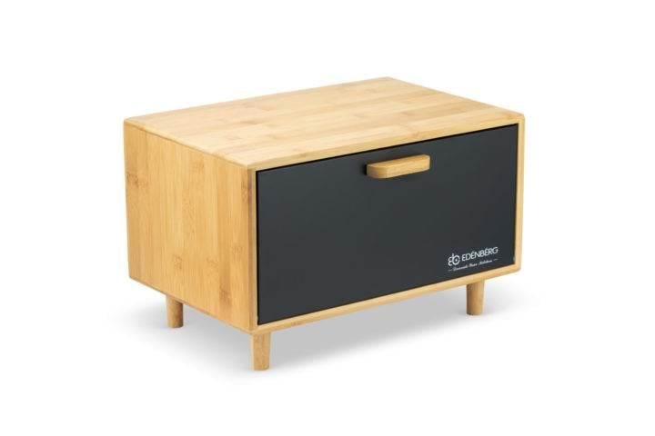 Хлібниця Edenberg EB-124 на ніжках з дерева з відкидною кришкою 36x26x23 см Чорний (2530557719) - фото 4