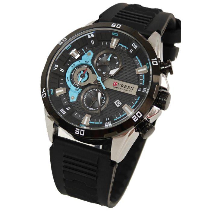 Часы мужские Curren Roberto Elastic 2 ремешки со стальным корпусом 47х14 мм Серебро/Черный (150-96-2166)