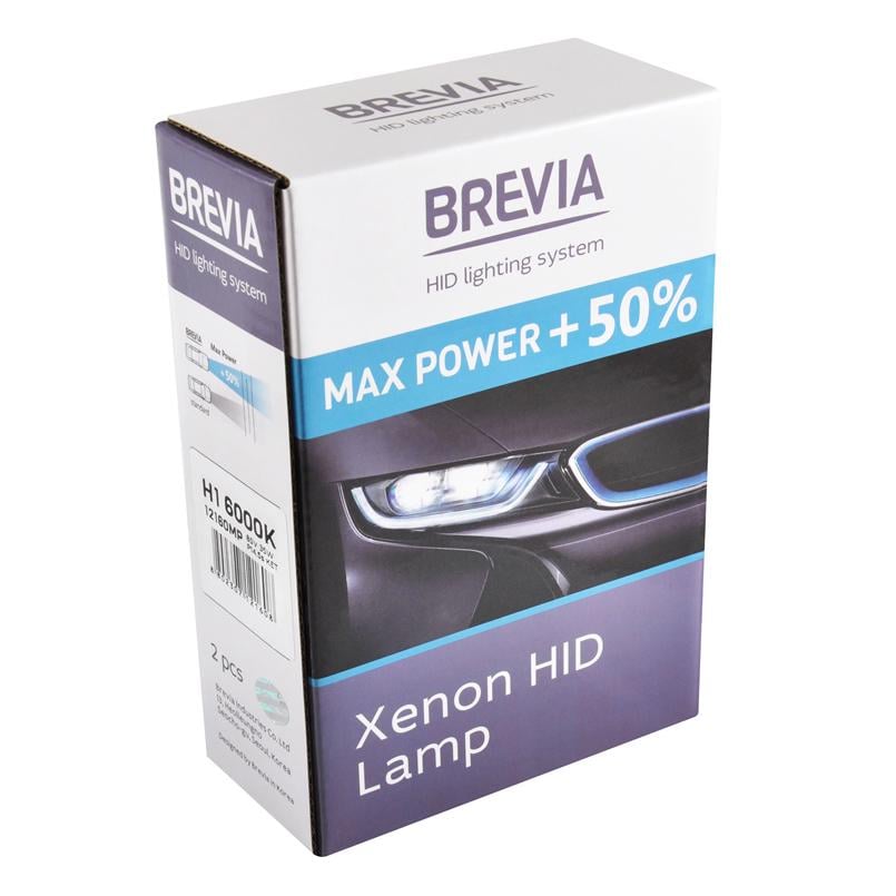 Автолампа ксеноновая Brevia H1 +50% 6000K 85V 35W (P14.5s) - фото 1