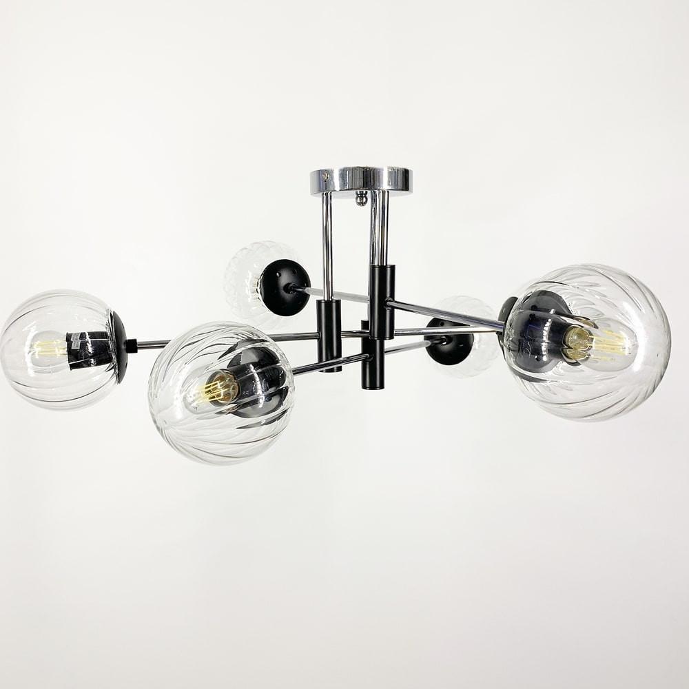 Люстра стельова на 6 прозорих плафонів Ø 70 см Хром (51797/6 CH+BK+CL) - фото 6