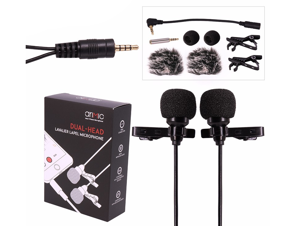 Петличный микрофон Ulanzi Arimic Dual с двумя микрофонами кабель 6 м - фото 2