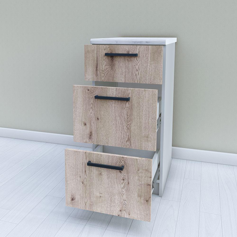 Модуль для кухни нижний 3 выдвижных ящика без столешницы 400 мм Аликанте/светло-серый (МП25е) - фото 2