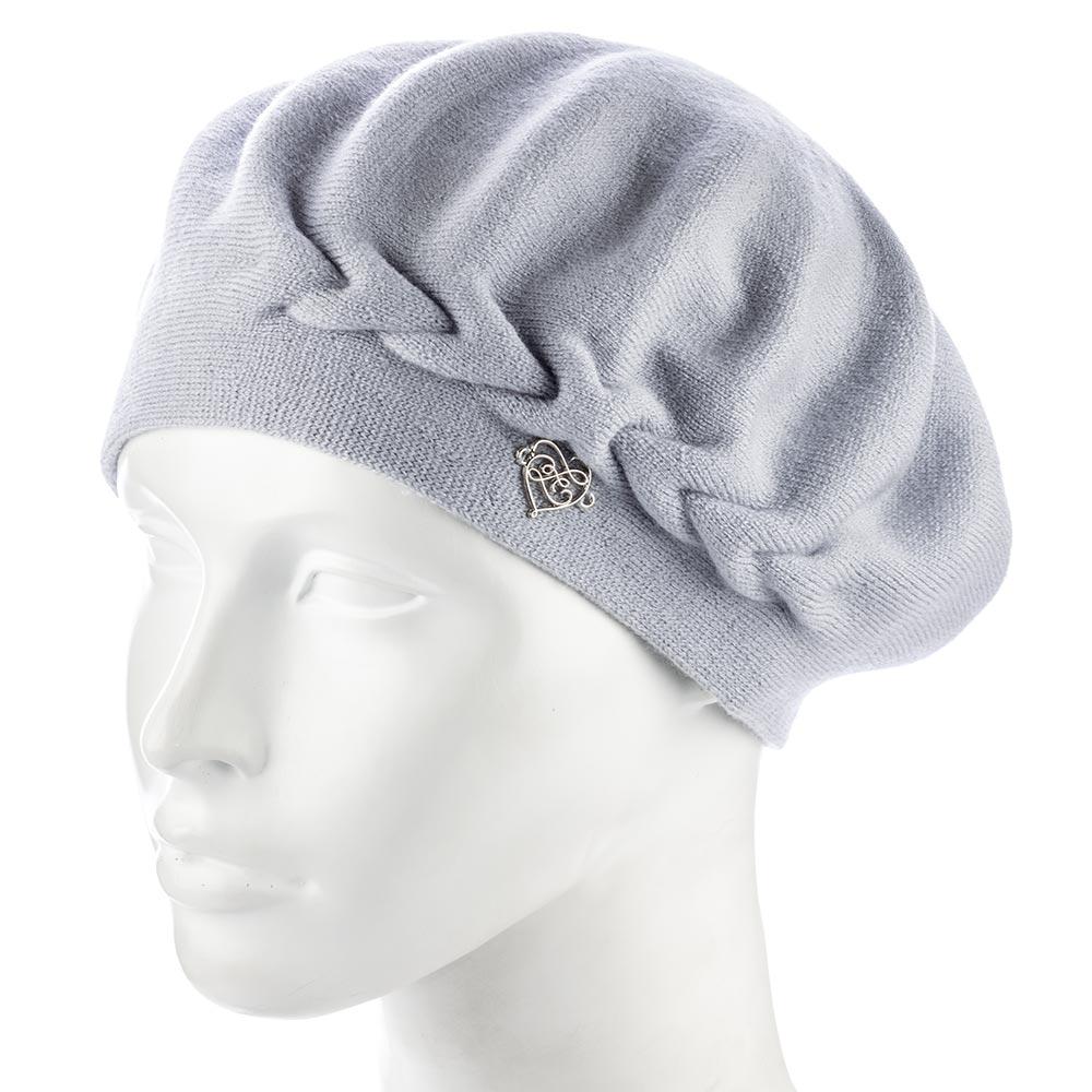 Берет женский двойной сбоку с узором Zolly ZH257 Пепел