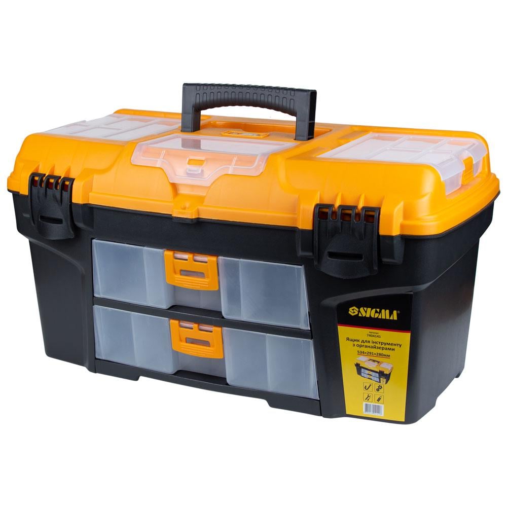 Ящик для инструмента Sigma 534x291x280 мм со съемными органайзерами и консолью (7404141)