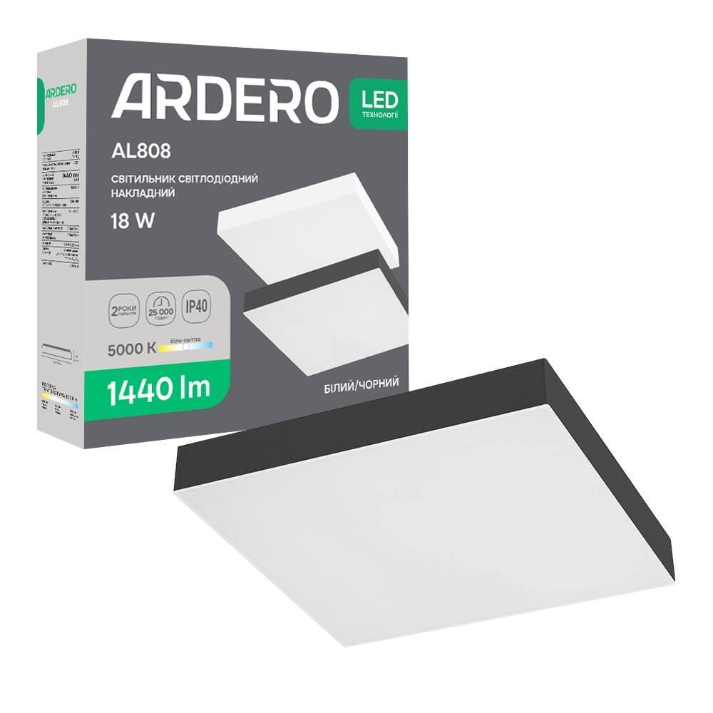Светодиодный накладной светильник ARDERO AL808 18 Вт 5000K Черный (16392) Светодиодный накладной светильник ARDERO AL808 18 Вт 5000K Черный (16392)