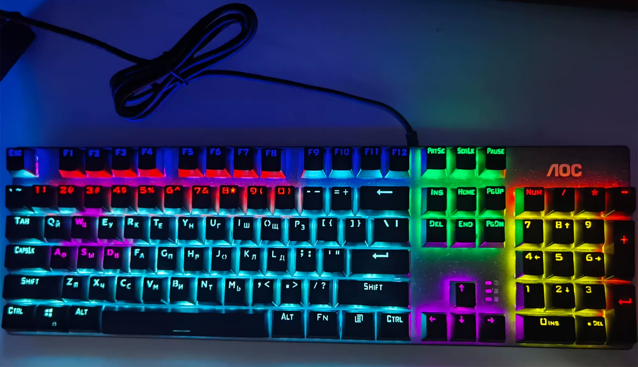 Клавиатура механическая AOC GK410 RGB с металлической панелью и 104 клавишами - фото 3 Клавиатура механическая AOC GK410 RGB с металлической панелью и 104 клавишами - фото 3