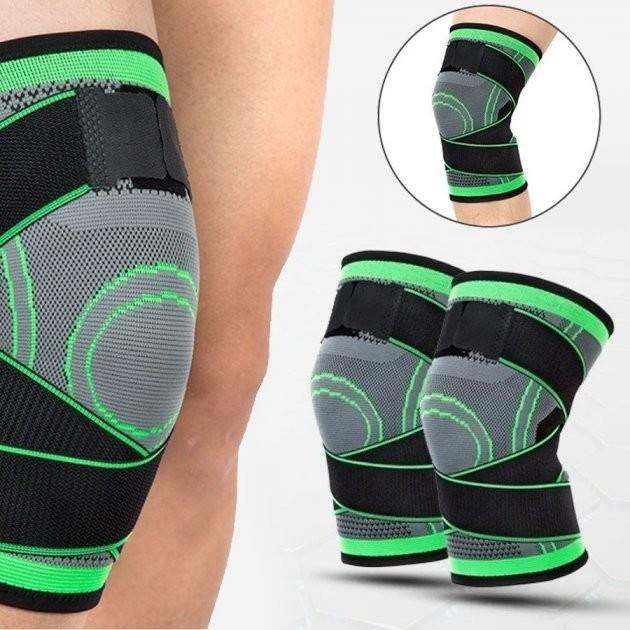 Бандаж для коленного сустава эластичный KNEE SUPPORT TM-38/WN-26/MA91 Серый/Зеленый (784779394) - фото 4