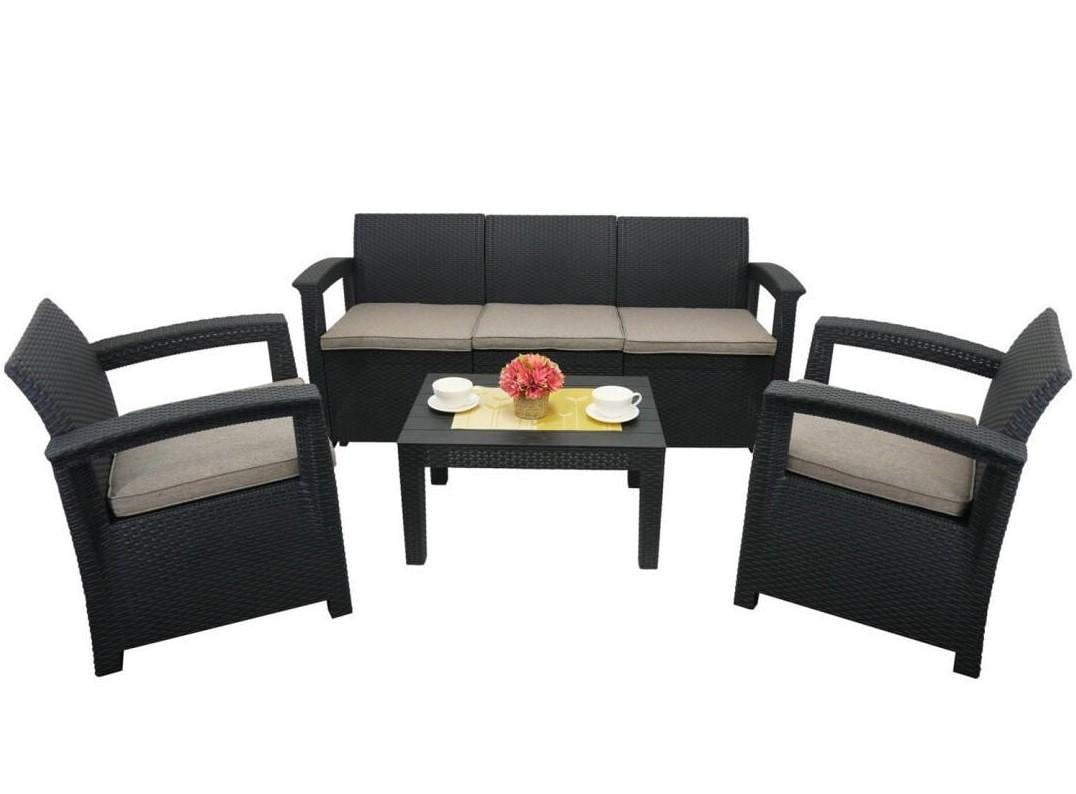 Комплект садовой мебели GardenLine ZUM4233 стол/диван/два кресла Антрацитовый (15806366)
